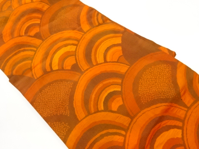 手織り紬青海波模様織出し名古屋帯